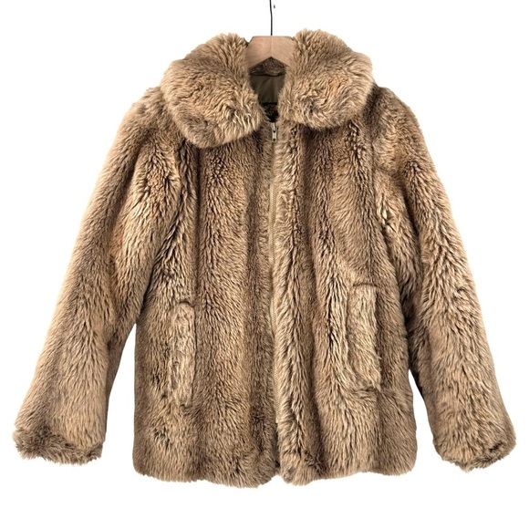 Vintage Hansa-Branta by Stearns Faux Fur Coat Mob Wife Tan Brown Made in USA | L - Picture 1 of 8